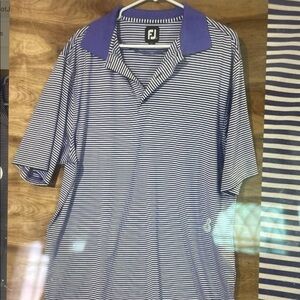 FootJoy Navy and White Striped Polo Shirt